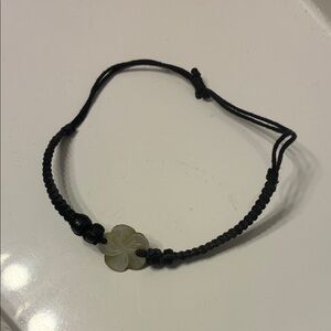 Black Braided Bracelet with Flower Charm
